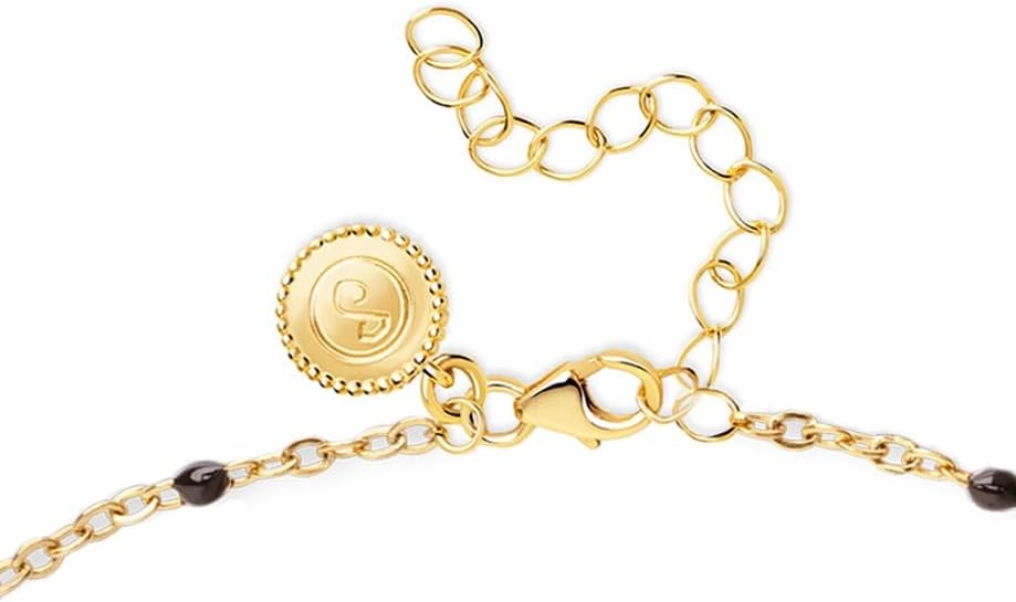 Collar Dots L Black Enamel | Baño Oro 18Kt | Acero Inoxidable | Cadena Ajustable 40 cm