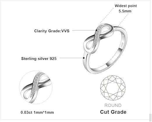 Anillo Infinito Plata 925 | Compromiso y Promesa | Oro 14K y Oro Rosa