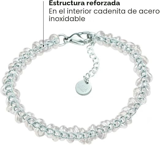 Pulsera Brazalete Acero Inoxidable Entrelazado | Ajustable 17,5-20,5 cm | Regalo Mujer
