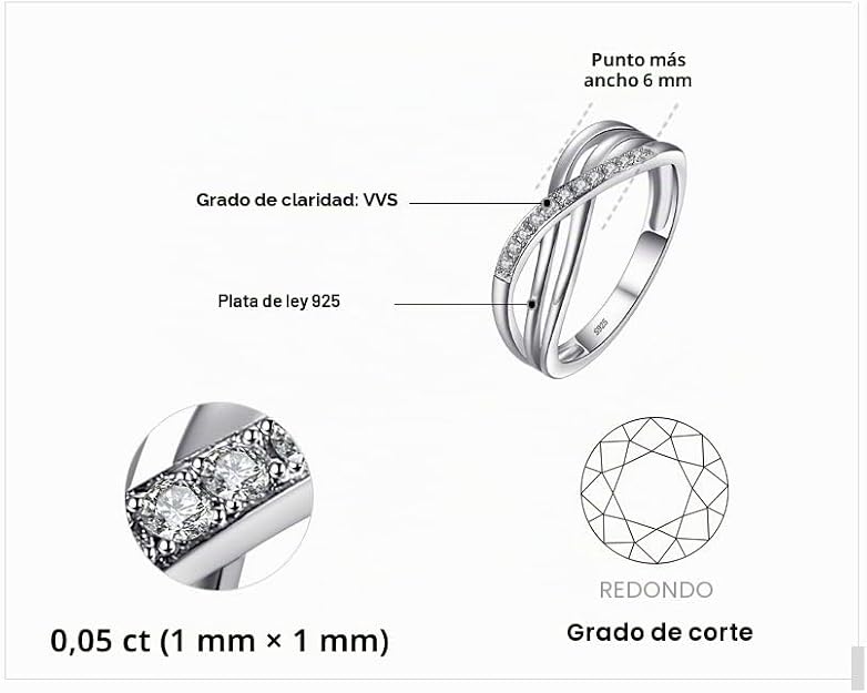 Anillo Nudo Infinito Plata 925 Circonita AAA – Anillo de Promesa Mujer
