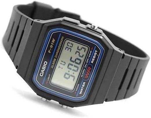 CASIO F91W-1 Reloj Deportivo Casual | Resistente al Agua | Alarma y Cronómetro