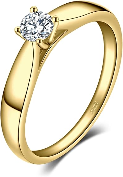 Anillo Clásico Compromiso Plata 925 | Diamante Simulado | Oro 14K y Oro Rosa