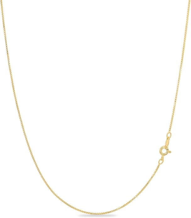 KEZEF Collar Cadena Caja 1mm | Oro 18k, Plata de Ley y Oro Rosa