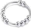 925 Anillo de Ansiedad de Plata Esterlina con Cuentas Giratorias – Spinner Ring