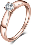 Anillo Clásico Compromiso Plata 925 | Diamante Simulado | Oro 14K y Oro Rosa
