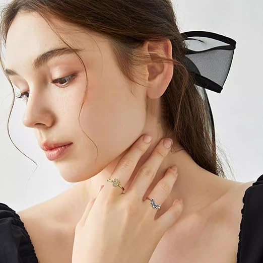 Conjunto Anillos Sol y Luna Ajustables Chapados en Oro – Regalo Parejas