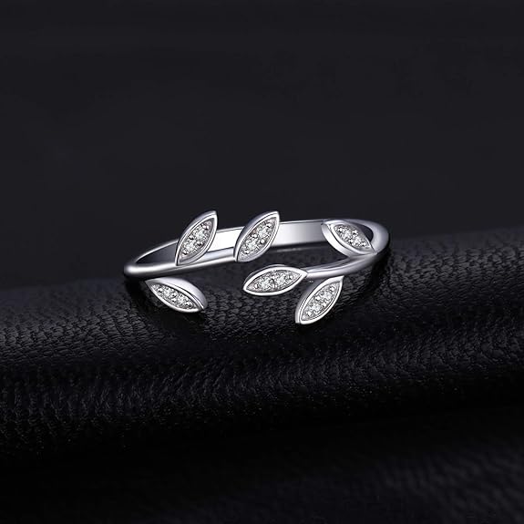 Anillo Hoja de Olivo Ajustable | Plata, Oro 14K y Oro Rosa | CZ