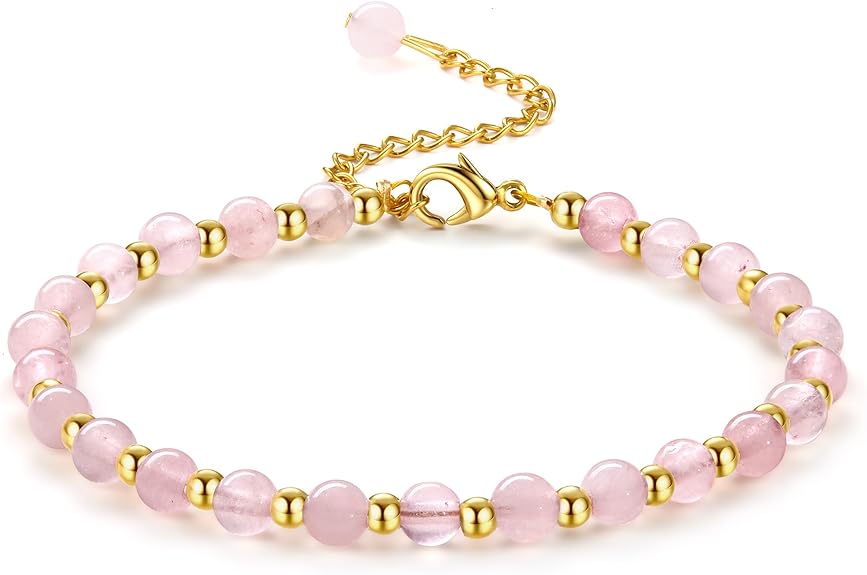 Pulsera Boho Piedra Natural y Cuentas | Acero Inoxidable Chapado Oro | Con Caja Regalo