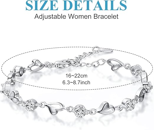 Pulsera Plata 925 Circonita Brillante | Cadena Ajustable Deslizante | Joya Nupcial