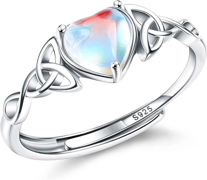 Anillo Piedra Lunar Plata 925 | Ajustable Vintage | Celta CZ