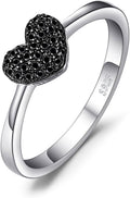 Anillo Corazón Espinela Negra Plata 925 Chapado en Oro – Anillo de Compromiso Mujer