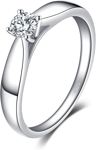 Anillo Clásico Compromiso Plata 925 | Diamante Simulado | Oro 14K y Oro Rosa