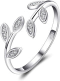Anillo Hoja de Olivo Ajustable | Plata, Oro 14K y Oro Rosa | CZ