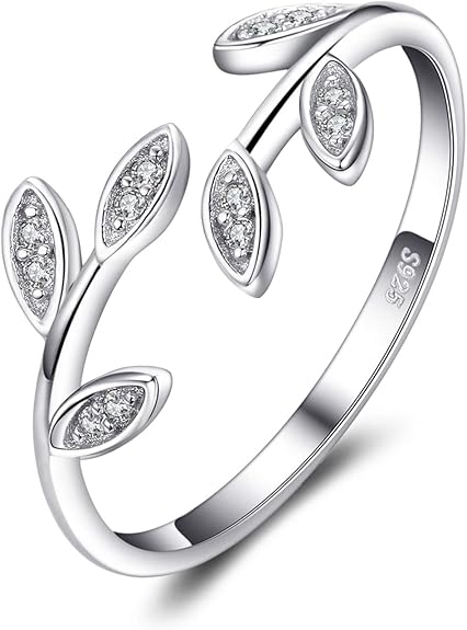 Anillo Hoja de Olivo Ajustable | Plata, Oro 14K y Oro Rosa | CZ