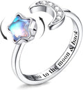 Anillo Ansiedad Giratorio Piedra Lunar Ajustable – Fidget Ring Mujer