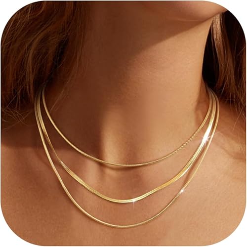 3 Piezas Collar Cadena Serpiente | Oro y Plata | Acero Inoxidable | Ajustable 35/40/45 cm