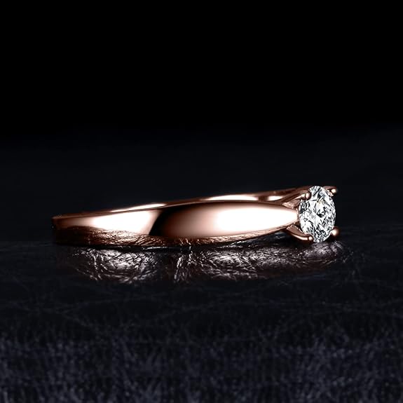 Anillo Clásico Compromiso Plata 925 | Diamante Simulado | Oro 14K y Oro Rosa