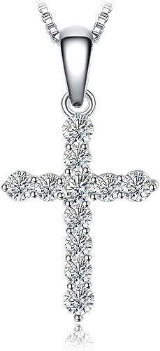 Collar Cruz Plata 925 Oro 14k – Colgante Circonita Cadena 45cm