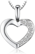 Colgante Corazón Circonita Plata 925 – Collar Cadena de Caja 43cm