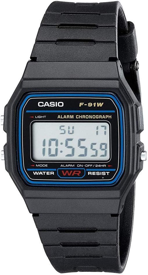 CASIO F91W-1 Reloj Deportivo Casual | Resistente al Agua | Alarma y Cronómetro