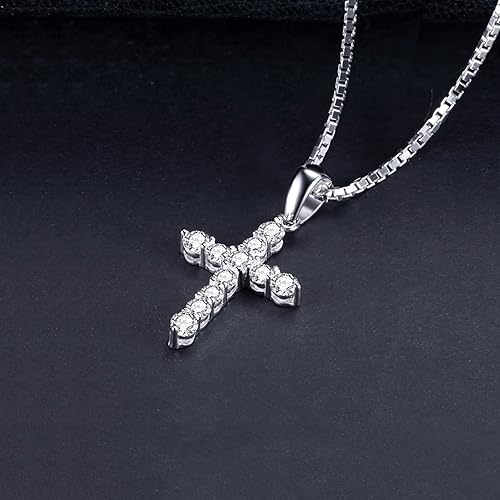 Collar Cruz Plata 925 Oro 14k – Colgante Circonita Cadena 45cm