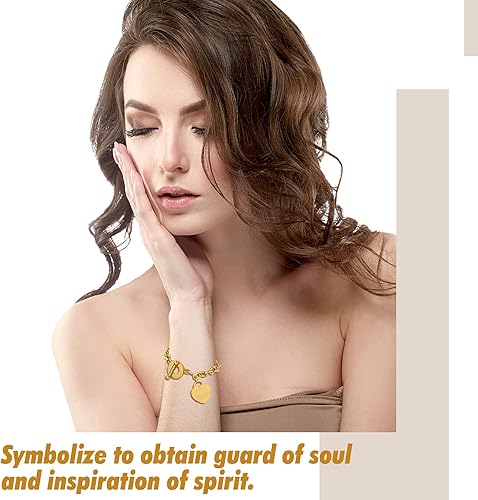 Pulsera de Acero Inoxidable con Versículo Bíblico | Cadena con Hebilla OT y Colgante de Corazón
