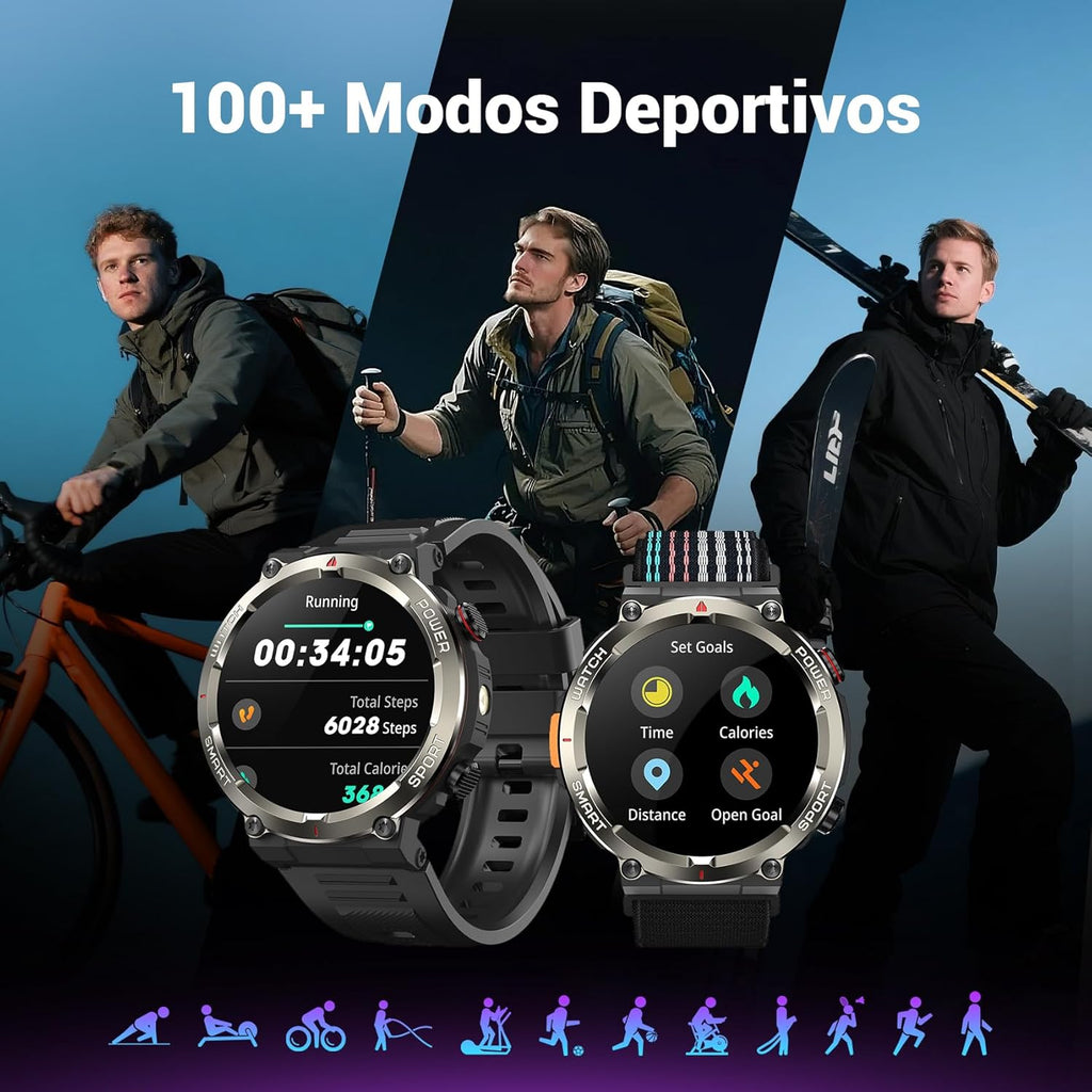 Blackview W50PRO Smartwatch Hombre | Linterna, Brújula, Llamadas Bluetooth | 960 mAh