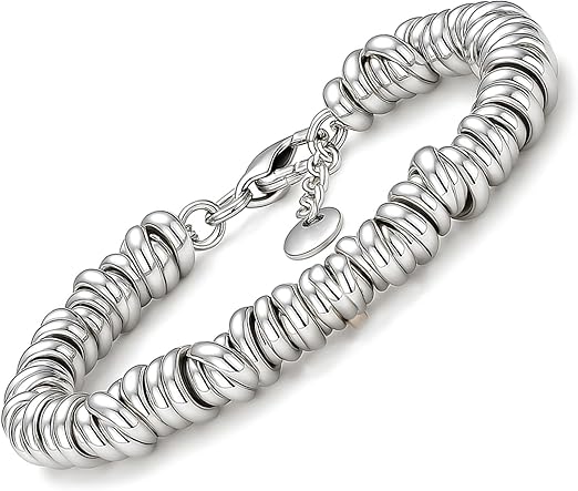 Pulsera Brazalete Acero Inoxidable Entrelazado | Ajustable 17,5-20,5 cm | Regalo Mujer