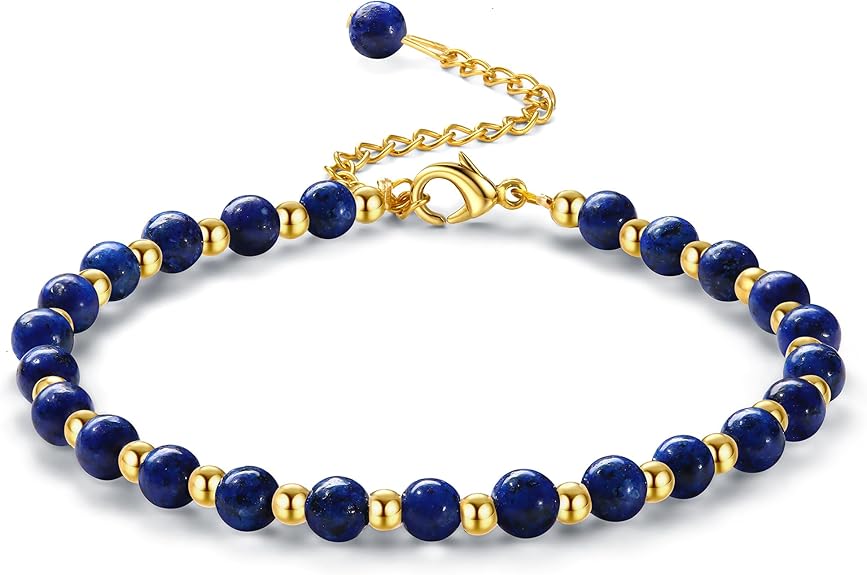 Pulsera Boho Piedra Natural y Cuentas | Acero Inoxidable Chapado Oro | Con Caja Regalo