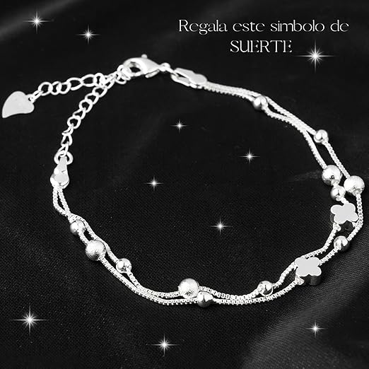 Pulsera Plata Mujer Bañada | Ajustable y Elegante | Con Caja y Dedicatoria