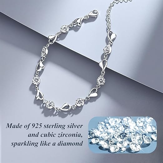 Pulsera Plata 925 Circonita Brillante | Cadena Ajustable Deslizante | Joya Nupcial