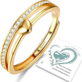 Adramata Anillo Corazón Plata 925 | Chapado Oro 14K | Ajustable