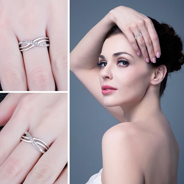 Anillo Nudo Infinito Plata 925 Circonita AAA – Anillo de Promesa Mujer