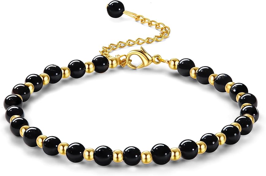 Pulsera Boho Piedra Natural y Cuentas | Acero Inoxidable Chapado Oro | Con Caja Regalo
