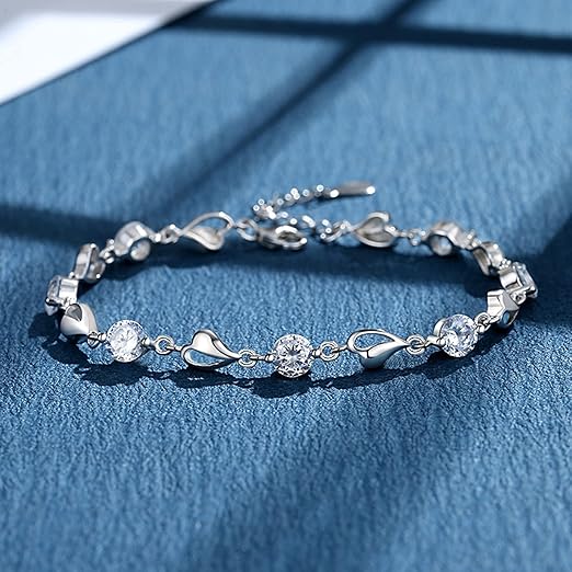 Pulsera Plata 925 Circonita Brillante | Cadena Ajustable Deslizante | Joya Nupcial