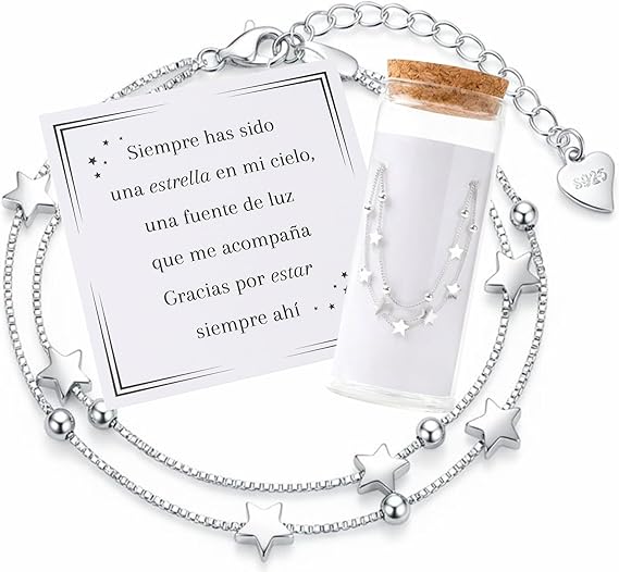 Pulsera Plata Mujer Bañada | Ajustable y Elegante | Con Caja y Dedicatoria