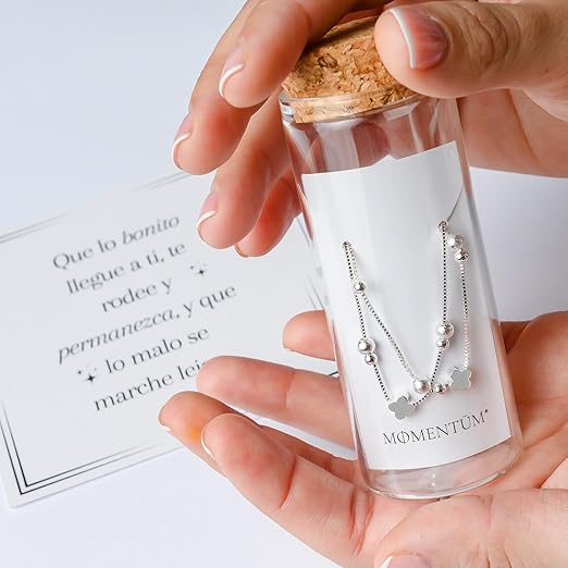 Pulsera Plata Mujer Bañada | Ajustable y Elegante | Con Caja y Dedicatoria