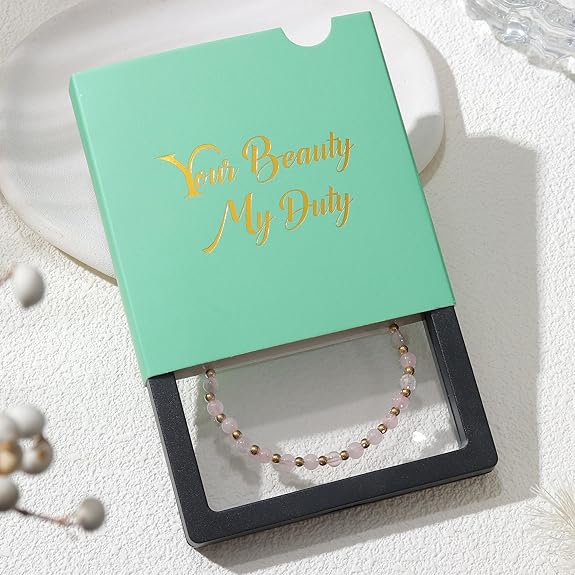 Pulsera Boho Piedra Natural y Cuentas | Acero Inoxidable Chapado Oro | Con Caja Regalo