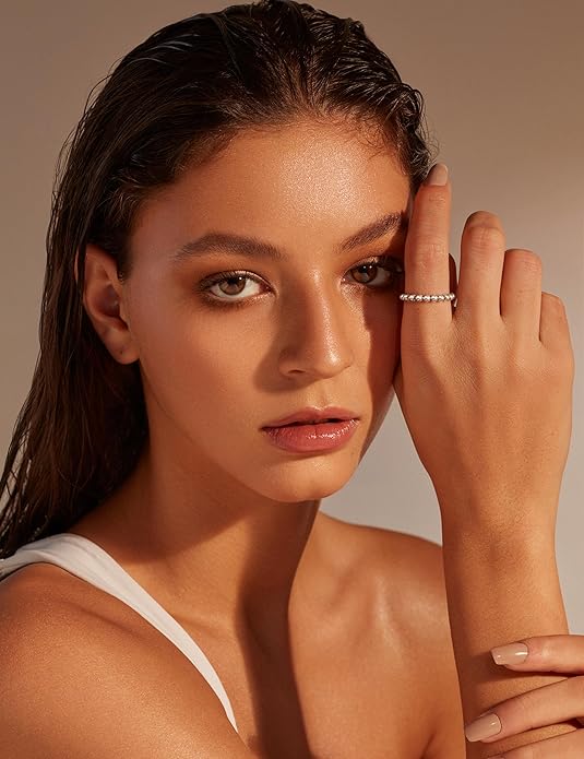 925 Anillo de Ansiedad de Plata Esterlina con Cuentas Giratorias – Spinner Ring