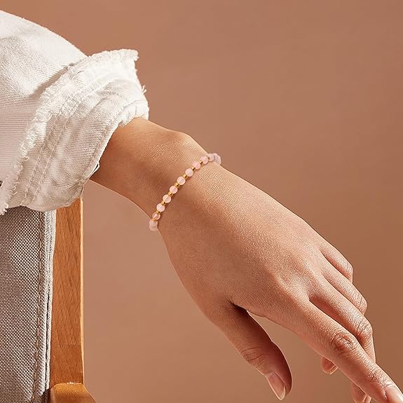 Pulsera Boho Piedra Natural y Cuentas | Acero Inoxidable Chapado Oro | Con Caja Regalo