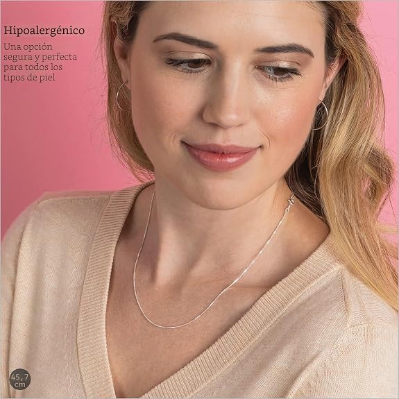 KEZEF Collar Cadena Caja 1mm | Oro 18k, Plata de Ley y Oro Rosa