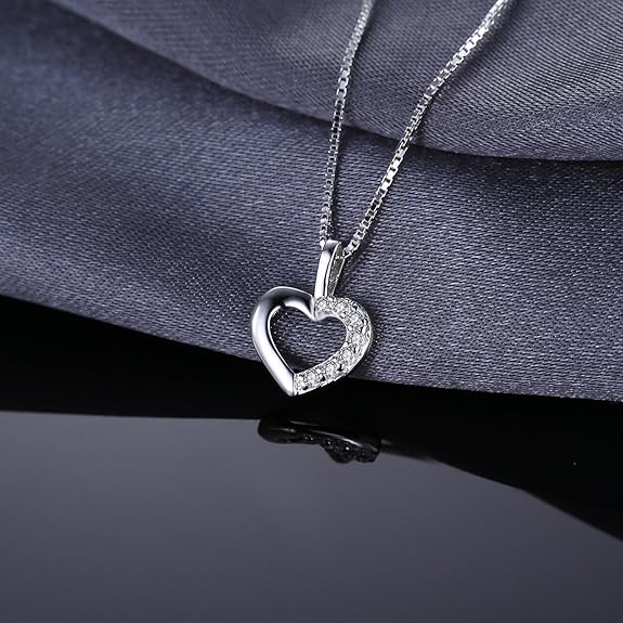 Colgante Corazón Circonita Plata 925 – Collar Cadena de Caja 43cm