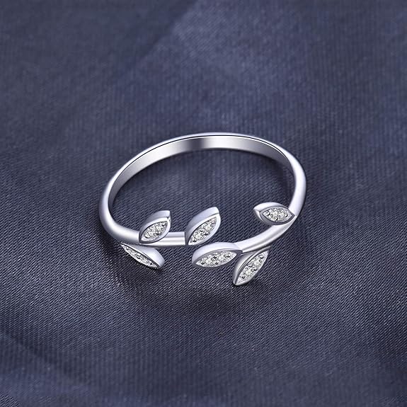 Anillo Hoja de Olivo Ajustable | Plata, Oro 14K y Oro Rosa | CZ