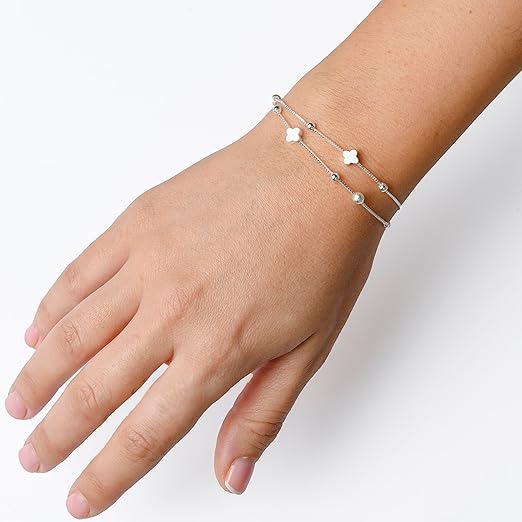 Pulsera Plata Mujer Bañada | Ajustable y Elegante | Con Caja y Dedicatoria