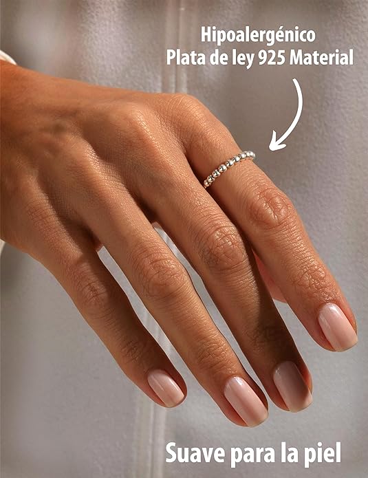 925 Anillo de Ansiedad de Plata Esterlina con Cuentas Giratorias – Spinner Ring
