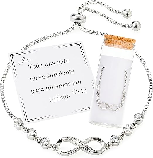 Pulsera Plata Mujer Bañada | Ajustable y Elegante | Con Caja y Dedicatoria