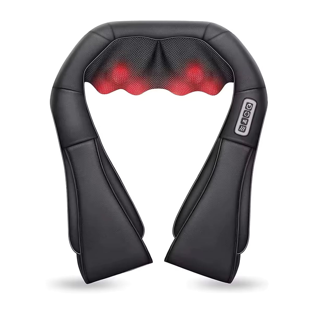 Masajeador de Cuello Shiatsu Brelley – Alivio Cervical con Calor y 8 Rodillos
