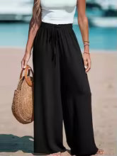 Pantalones Mujer Verano Casuales Algodón Vintage Cintura Alta | Palazzo