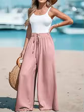 Pantalones Mujer Verano Casuales Algodón Vintage Cintura Alta | Palazzo
