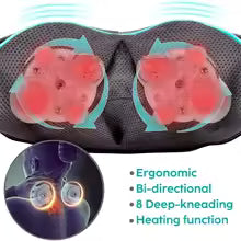 Masajeador de Cuello Shiatsu Brelley – Alivio Cervical con Calor y 8 Rodillos